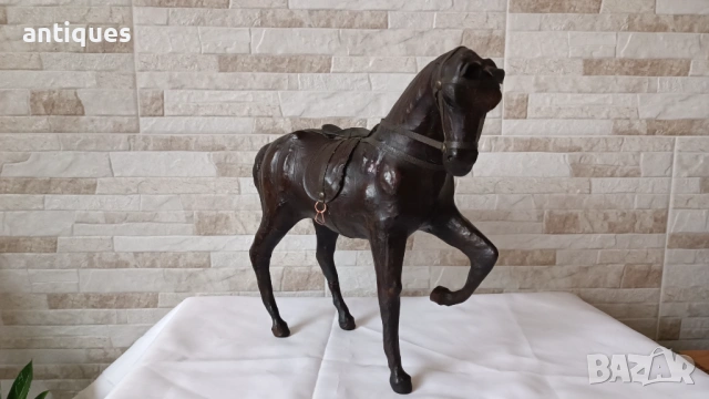 Стара фигура на кон - естествена кожа - 30/32см, снимка 9 - Антикварни и старинни предмети - 53955477