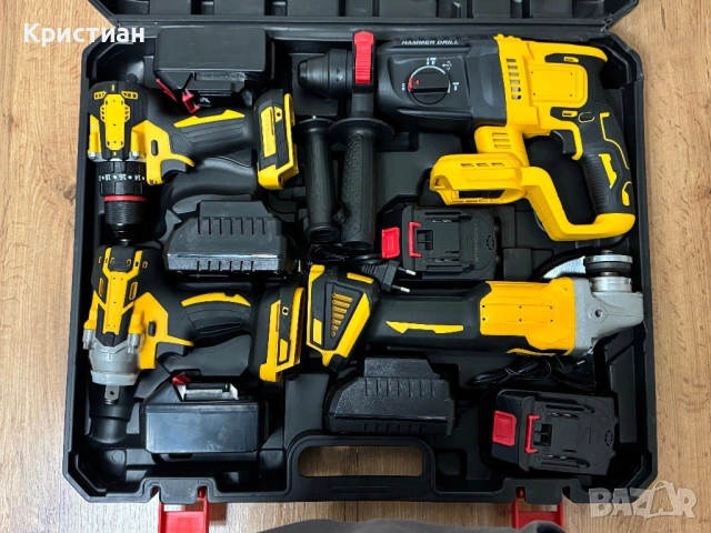 Акумулаторен винтоверт + гайковерт + ъглошлайф 36V | Комплект 3в1, снимка 3 - Винтоверти - 53066613