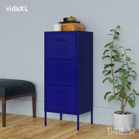 vidaXL Шкаф за съхранение, нейви син, 42,5x35x101,5 см, стомана, снимка 2 - Шкафове - 56147072