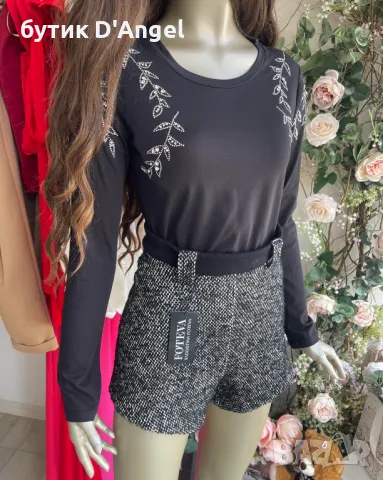 Блуза с дълъг ръкав с елементи, снимка 2 - Блузи с дълъг ръкав и пуловери - 49813498