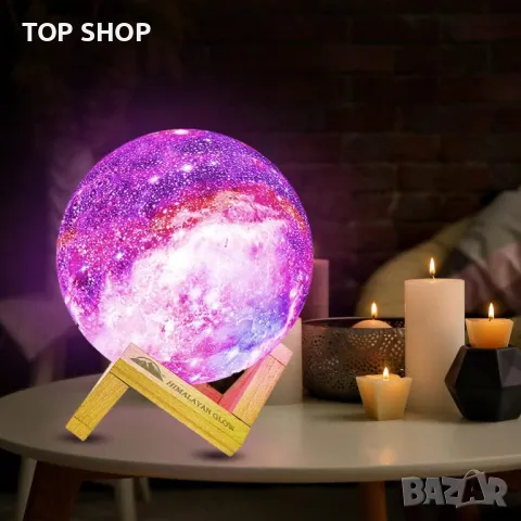 3D Galaxy Moon Lamp акумулаторна ЛЕД лампа с дистанционно