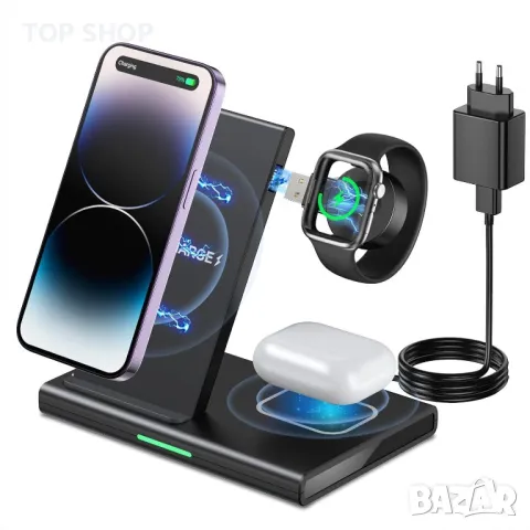G603 Безжично зарядно устройство 3 в 1,iPhone,Apple Watch,AirPods, снимка 5 - Безжични зарядни - 48648196