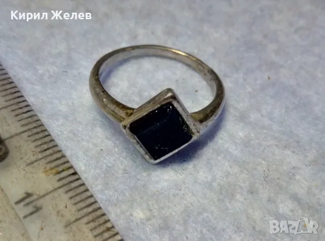 СТИЛЕН СКЪПОЦЕНЕН СРЕБЪРЕН ПРЪСТЕН СРЕБРО 925 с ШЛИФОВАН ЧЕРЕН ОНИКС 71211, снимка 6 - Пръстени - 49704252