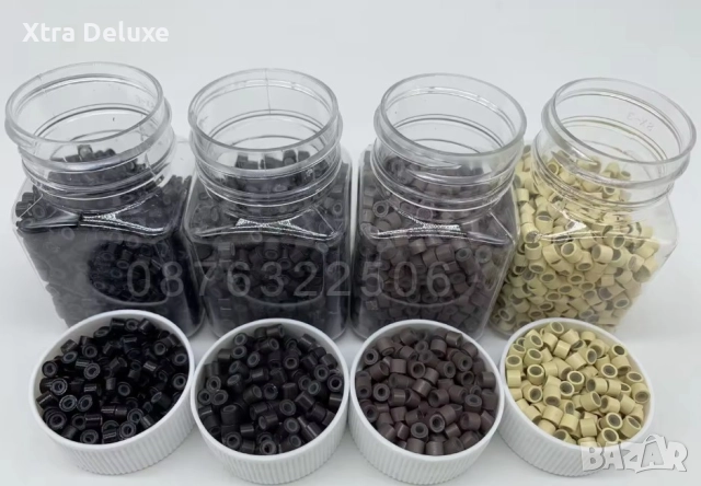 Микро и нано капси за поставяне на коса/екстеншъни + кука и клещи, снимка 2 - Аксесоари за коса - 48405172