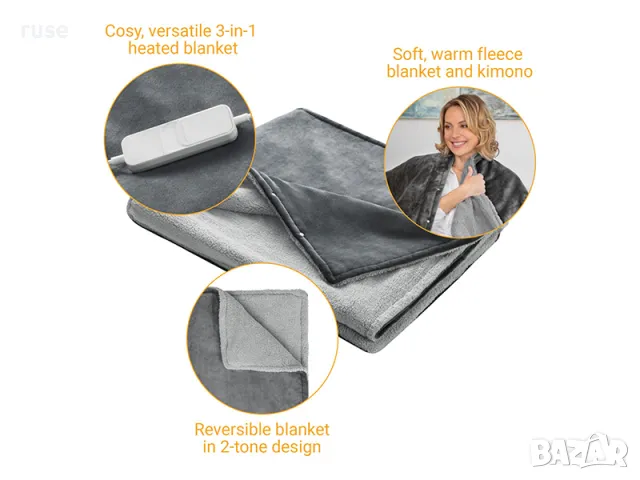 НОВИ! Електрическо одеяло 3в1 Medisana 160х130см 120W Двулицево, снимка 7 - Олекотени завивки и одеяла - 49786172