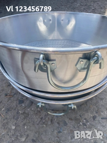 Алуминиева тава кръгла Ф 780 мм, дебелостенна с дръжки, снимка 2 - Съдове за готвене - 53892292