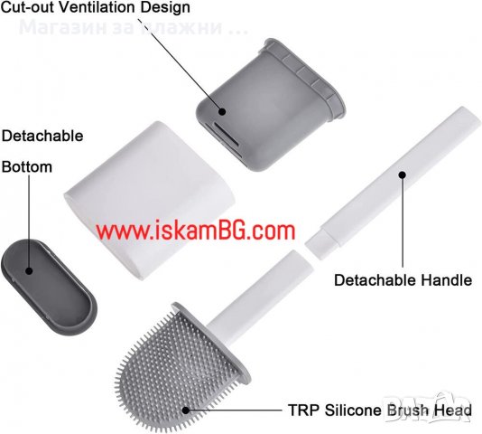 Тоалетна силиконова четка с гъвкава глава и поставка - КОД 3858, снимка 12 - Мопове, кофи, четки и метли - 40049465
