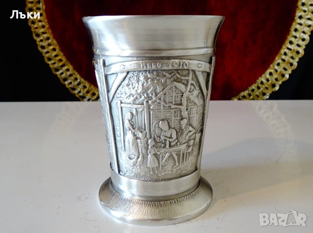 Чаша от калай за вино,три романтични картини. , снимка 7 - Антикварни и старинни предмети - 44238903