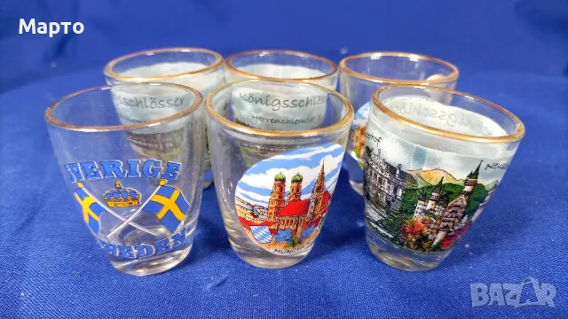 Малки шотчета за концентрат, картинки, колекционерски, златен кант, снимка 3 - Колекции - 50203787