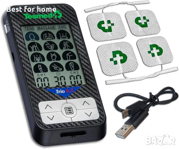Уред за облекчаване на болка и мускулна стимулация TESMED Trio 6.5 TENS/ EMS, снимка 5 - Козметични уреди - 47650658