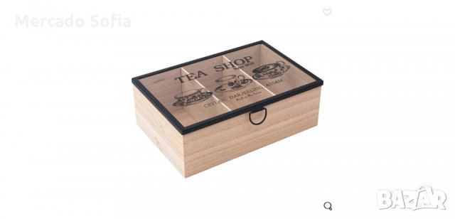 Дървена кутия с капак за чай