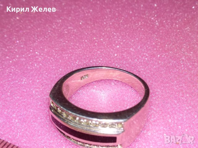 ПРЕКРАСЕН СКЪПОЦЕНЕН СРЕБЪРЕН ПРЪСТЕН РОДИРАНО СРЕБРО 925 с ЧЕРЕН ОНИКС и ИСКРЯЩИ ЦИРКОНИ 43361, снимка 13 - Пръстени - 44392509
