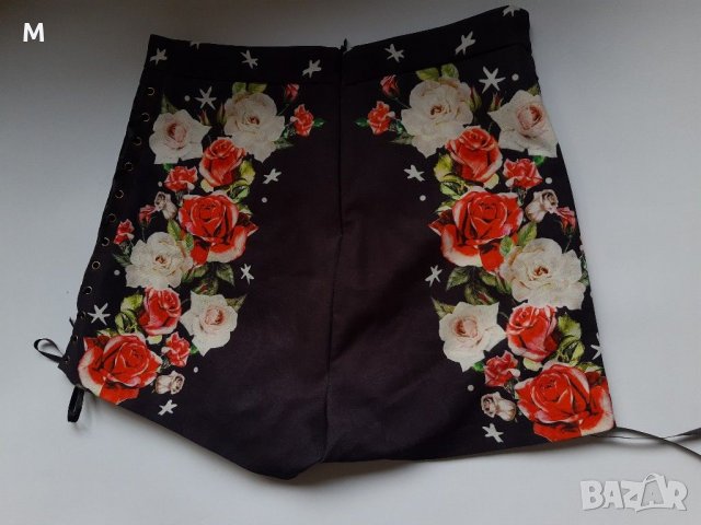 Уникални къси панталонки на цветя с камъни с висока талия на намаление, снимка 7 - Къси панталони и бермуди - 29583414