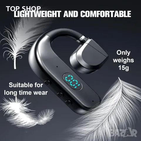 Bluetooth слушалка с микрофон, единична, отворено външно ухо, въздушна костна проводимост, с кука, снимка 5 - Безжични слушалки - 49445077