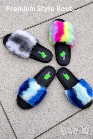 Дамски чехли с пух