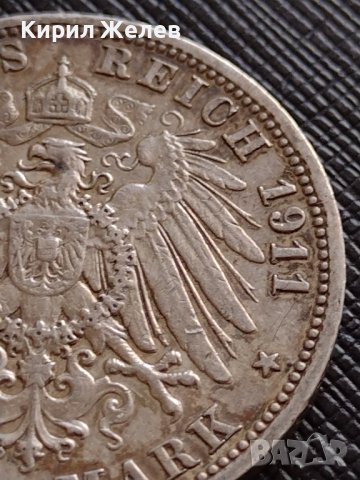 СРЕБЪРНА МОНЕТА 3 марки 1911г. ГЕРМАНСКА ИМПЕРИЯ Фридрих втори херцог на Баден УНИКАТ 12442, снимка 6 - Нумизматика и бонистика - 39695609
