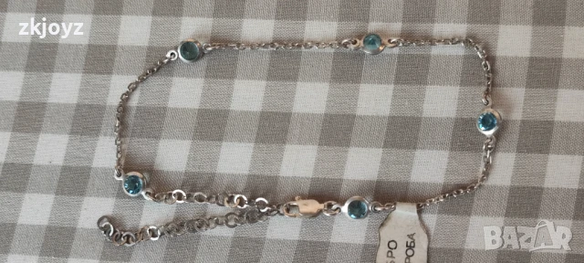 НОВА СРЕБЪРНА ГРИВНА ЗА КРАК С ЦИРКОНИИ 3.65 ГРАМА/ ПРОБА 925