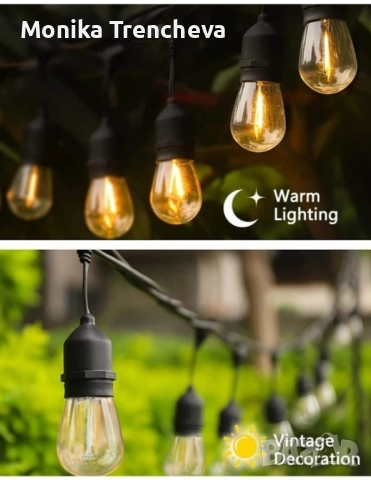 Водоустойчив гирлянд за външно осветление с 10 бр. лед крушки 