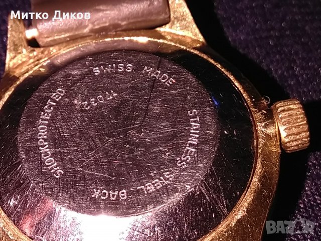 Ermano Swiss made Quartz-швейцарски часовник с датник 10микрона златно покритие кутия, снимка 7 - Дамски - 24444569
