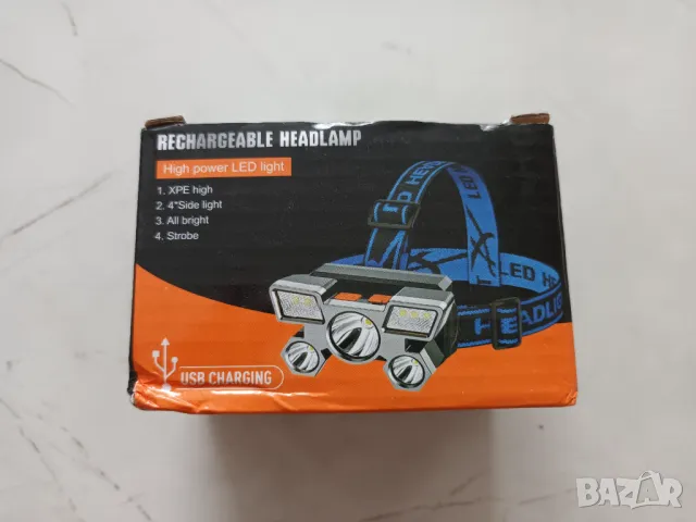 Мощен LED фенер, челник 5 LED светлини, акумулаторен фенер за глава НОВО, снимка 7 - Друга електроника - 47978904