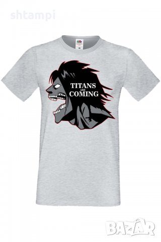 Дамска тениска Attack on Titan titans are comings,Анимация,игра,Празник,Повод., снимка 5 - Тениски - 37939089