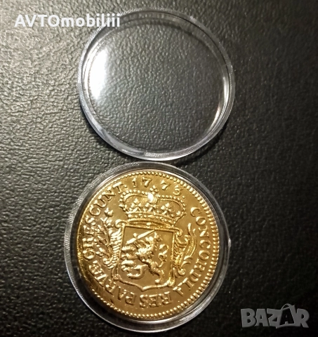 Позлатена монета 1/8 Дукат 1773 г в капсула, снимка 3 - Нумизматика и бонистика - 52672206