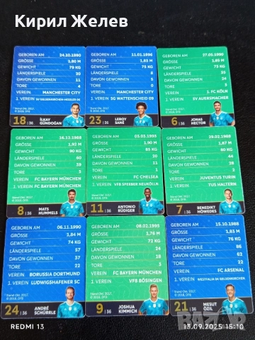 Колекционерски картички на футболисти МАТС ХУМЕЛС,АНТИНИО РУДИГЕР, ДЖОШУА КИМИХ 51012, снимка 9 - Колекции - 51701328