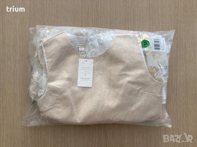 Празнична нова рокля Monsoon с 3d цветя, цвят слонова кост, 164-170см., 14-15г., снимка 11 - Детски рокли и поли - 37376963