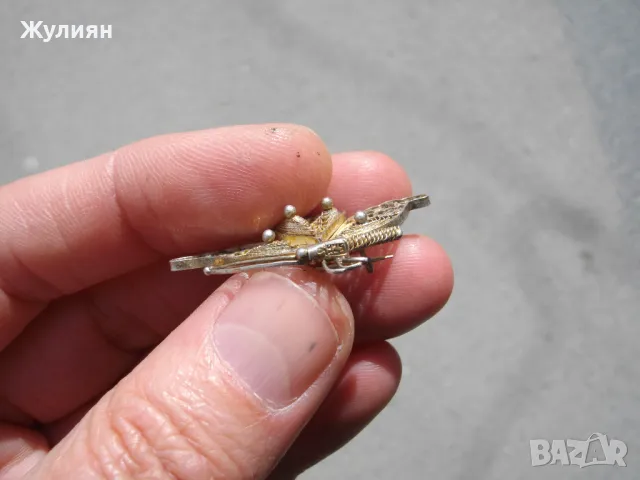 СТАРА СРЕБЪРНА БРОШКА ПЕПЕРУДА ФИЛИГРАН , снимка 6 - Антикварни и старинни предмети - 49845754