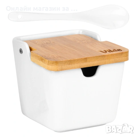 Керамична захарница с бамбуков капак и лъжичка 250 ml 139676, снимка 3 - Кутии за храна - 53230830