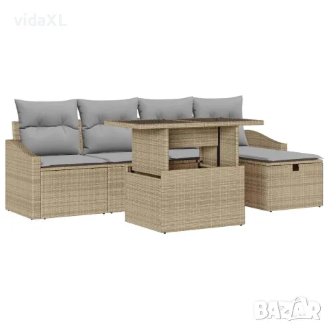 vidaXL Градински Софа Комплект 6 бр. полиратан