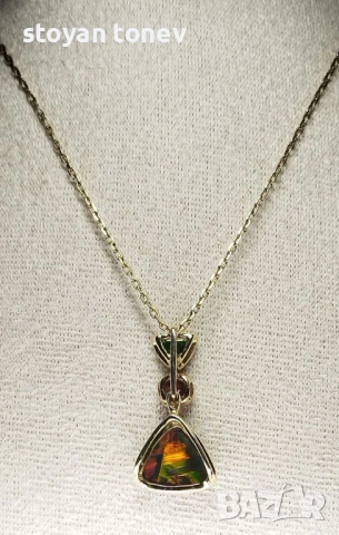 Black Opal Pendant – реверсивен медальон с невероятен черен опал! , снимка 6 - Колиета, медальони, синджири - 54085849