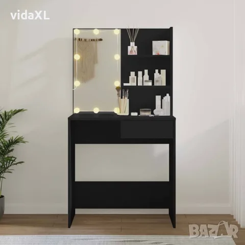 vidaXL Тоалетка с LED, черна, 74,5x40x141 см, снимка 3 - Тоалетки - 56147815
