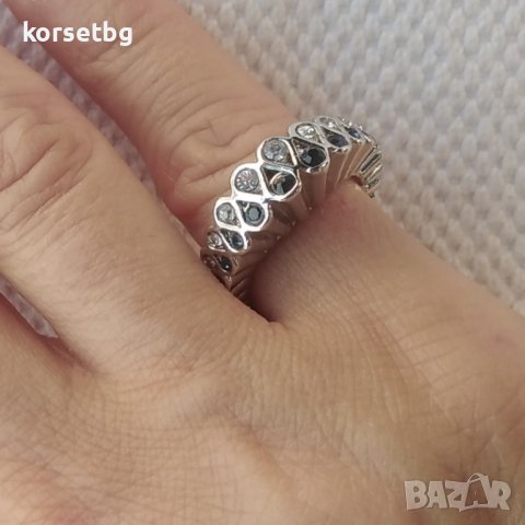 Дамски пръстен с два реда кристали 23727