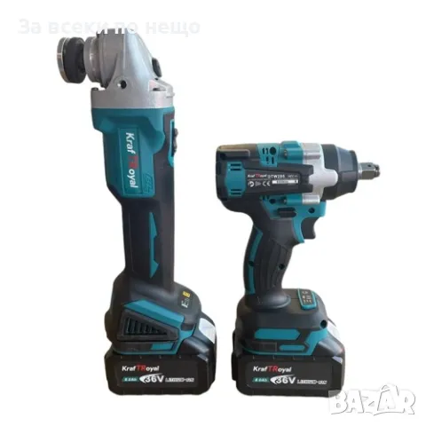 Комплект от акумулаторен ъглошлайф и комбиниран гайковерт 36V 8Ah KraftRoyal, снимка 4 - Други инструменти - 49248579