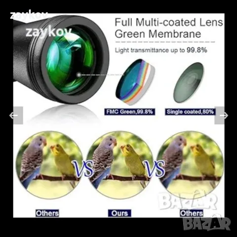 Бинокъл DANMO 10x50 за възрастни, BAK4 Prism FMC обектив, HD професионален бинокъл с каишка, снимка 5 - Екипировка - 50207071