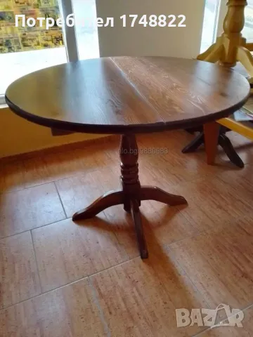 Разтегателна кухненска маса Ф 100, байц, снимка 2 - Маси - 47863358