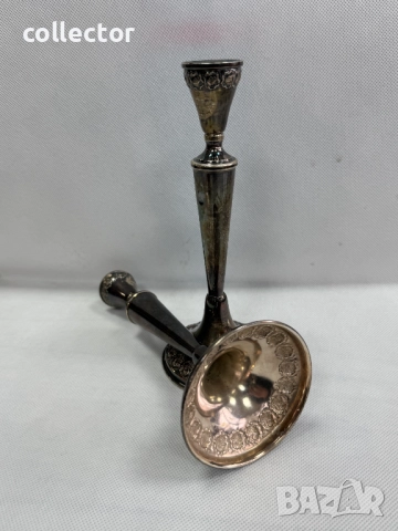 Винтидж сребърни свещници. №7726, снимка 7 - Антикварни и старинни предмети - 52789861