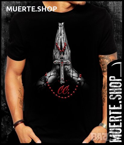 Черна тениска с щампа RED CHAPLETT CROSS