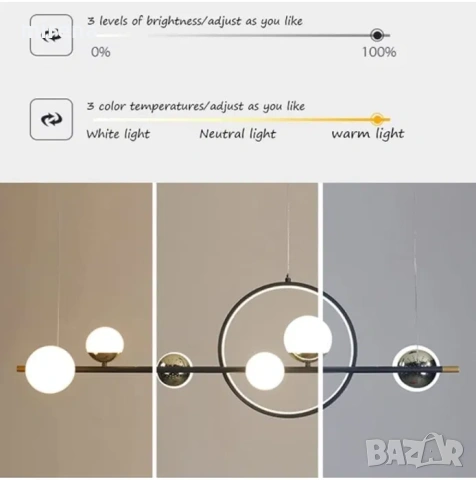 Дизайнерско LED осветително тяло, висящо ЛЕД висящи лампи, модерни, снимка 4 - Лед осветление - 53126432