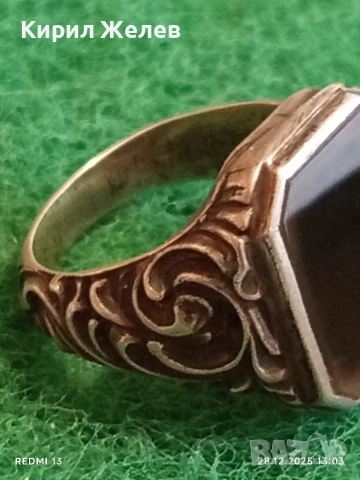 Винтидж сребърен пръстен с Опушен кварц подчертано мъжкарско излъчване и класически елементи 51829, снимка 2 - Пръстени - 52918989