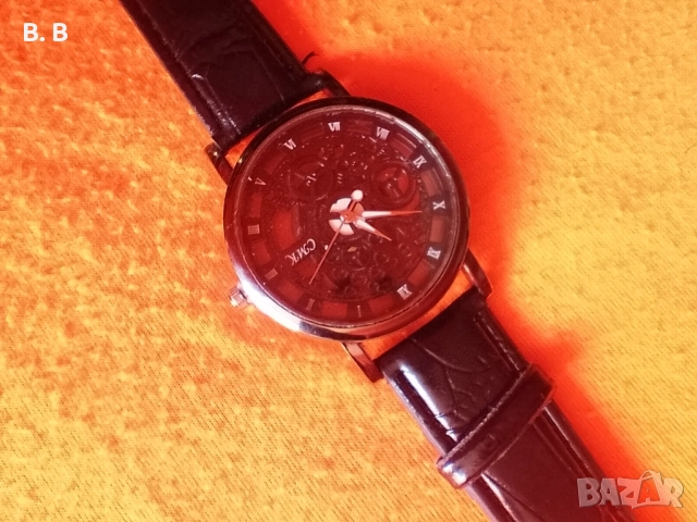 НОВО! Мъжки часовник с кожена каишка , снимка 5 - Мъжки - 40579250