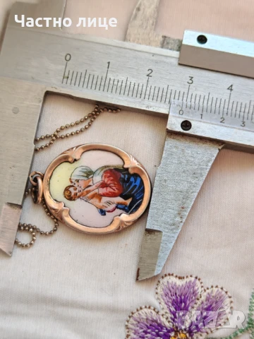 Старинен Сребърен Позлатен Български Царски Медальон с Емайл, снимка 4 - Антикварни и старинни предмети - 51235619
