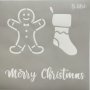 Самозалепващ шаблон Merry Christmas, чорапче, джинджифилово човече S064, снимка 1 - Други - 42470497