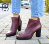 Боти на ток - бордо ЕСТЕСТВЕНА кожа - 6101, снимка 2