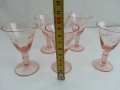 Антикварни чашки  за ракия цветно розово стъкло, снимка 2