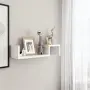 Комплект рафтове за стена 2 броя, етажерка, дърво, бели, 58x12x10см, снимка 6