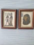 2бр малки египетски картини върху папирус/картина в дървена рамка 15x19см, снимка 1