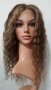 Афро къдрава естествена перука, кафява с руси кичури, 55 см, Lace 4х4, снимка 1