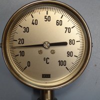 биметален термометър Wika thermometer ф100mm, 0/+100°C, L-230mm, снимка 2 - Резервни части за машини - 35228907